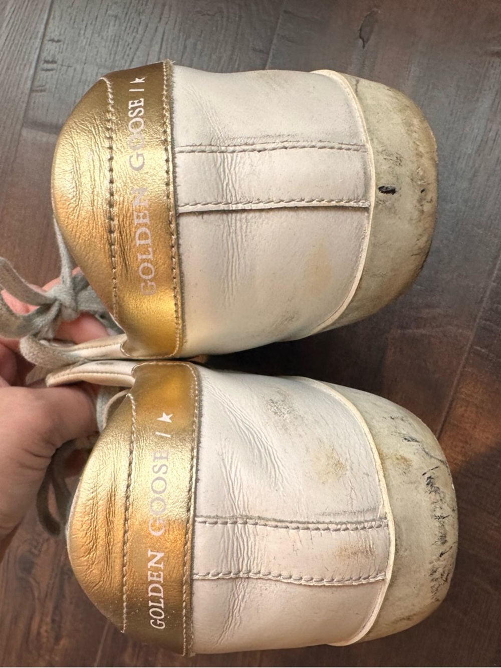 Golden Goose White Leather Sneakers with Green Star - Picture 7 of 8